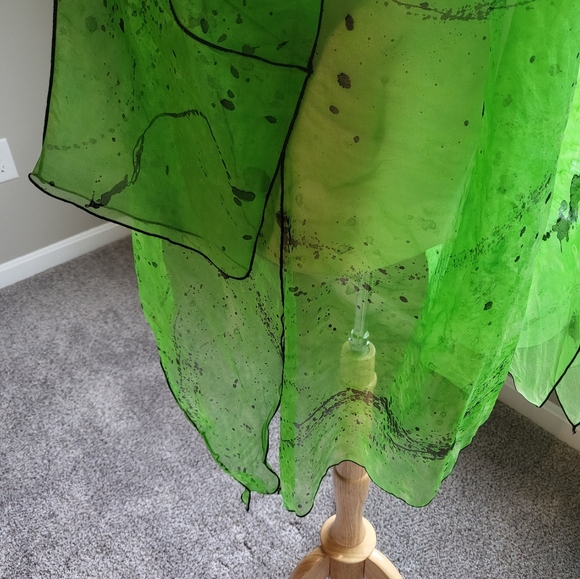 Paul Sisti Lime Green/Black with Black Piping Sheer Jacket/Topper (One Size) - Picture 14 of 16